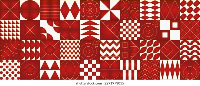 Luxury Geometric pattern. Modern abstract bauhaus seamless background. Square grid lines vector art. Neo geo poster. Shape geometry decorative wallpaper.