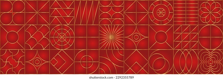 Patrón geométrico de lujo. Moderno y abstracto bauhaus fondo sin fisuras. Cuadrícula cuadrada de líneas de arte vectorial. Afiche geográfico Neo. Papel decorativo de geometría de forma.