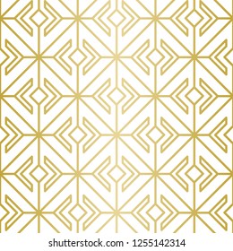 Luxury geometric pattern. Seamless Vector Lines. Trendy Golden Look.