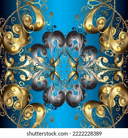 Luxury Geometric Pattern. Vector illustration. Seamless. Illustration in blue, brown and gray colors. In vintage style. Cute Look.