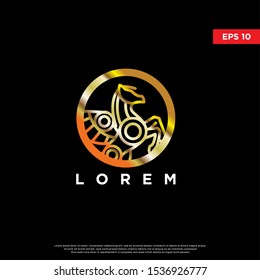 luxury geometric pegasus logo. using monoline style. modern icon, template design