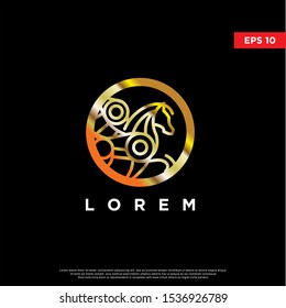 luxury geometric pegasus logo. using monoline style. modern icon, template design