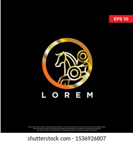 luxury geometric pegasus logo. using monoline style. modern icon, template design