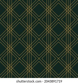 luxury geometric print on green charcoal background. line art seamless pattern for web, textile and wallpaper