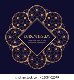 Luxury geometric royal pattern vector frame. Round minimal label. Vintage for wedding invitation, birthday party, beauty spa salon, anniversary, save the date, holiday card.