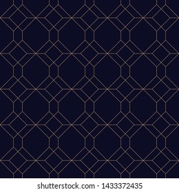 Luxury geometric seamless ornamental background. Grid repeatable golden pattern - elegant blue design. Rich decorative texture