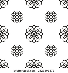 Modelo inconsútil geométrico de lujo del motivo floral negro del mandala para el Fondo de pantalla, la teja y la materia textil