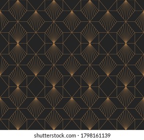 Luxury geometric seamless pattern with striped rhombuses. Elegant stylish thin linear texture.
