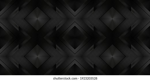 Luxuriöse geometrische nahtlose Muster mit gestreiften Rhombus. Stilvolle monochrome lineare Textur mit 3D-Effekt. Moderne, symmetrische Vektorschmuck.
