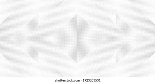 Luxury geometric seamless striped pattern. Stylish monochrome linear texture with 3d effect. Modern vector symmetric ornament.