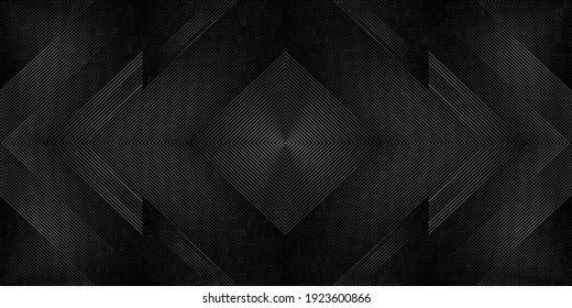 Luxury geometric seamless striped pattern. Stylish monochrome linear texture with 3d effect. Modern vector symmetric ornament.