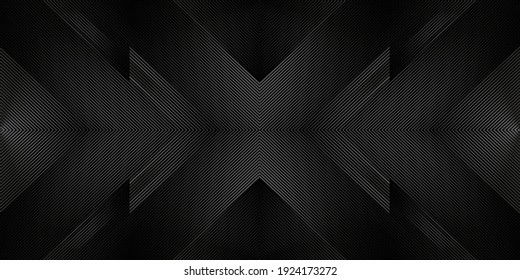 Luxury geometric seamless striped pattern. Stylish monochrome linear texture with 3d effect. Modern vector symmetric ornament.