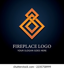Luxury geometric vector logo with fire colors reminiscent of a flame