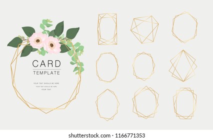 Luxury geometrical polyhedron, wedding invitation deco style design, You can put leaf or flower on top or bottom  for make elements in romantic theme,  Vector illustration