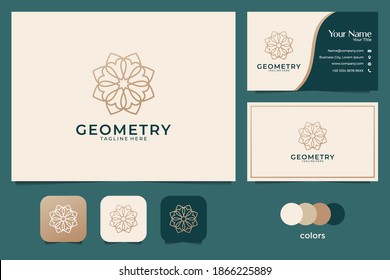 luxury geometry flower logo design and business card
