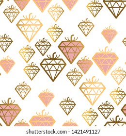 Luxury geometry strawberry seamless pattern. Tender rose gold, chic and glamor  repeatable tracery. Laconic endless rapport for wrapping paper, wrap, textile, fabric, web and print. 