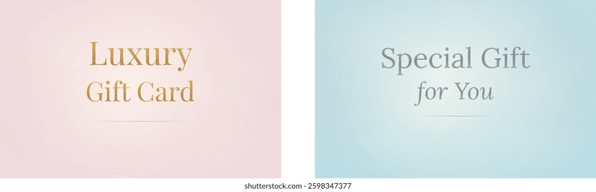 Luxury Gift Card or Elegant Voucher with Soft Pastel Gradient Background in Pink and Blue Digital Template
