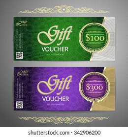 Luxury gift voucher certificate template with premium vintage pattern. Vector illustration