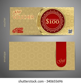 Luxury Gift Voucher template with VIP premium vintage pattern. vector