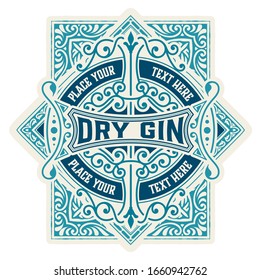 Luxury Gin Label with floral ornaments