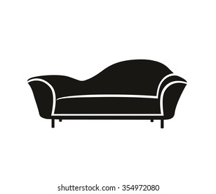 Luxury glamour black sofa icon vector illustration 