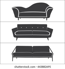 Luxury glamour sofa icon  set. Sofa icon on white background. vector illustration