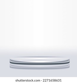 Luxury Glass Podium, Cylinder Glossy Pedestal Showcase. EPS10 Vector