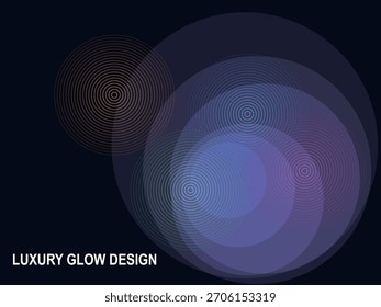 Luxury Glow Design Abstract Background with Concentric Glowing Circles and Dark Blue Gradient Texture