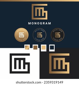 Diseño del logotipo de la carta de texto inicial del monograma de lujo GM o MG