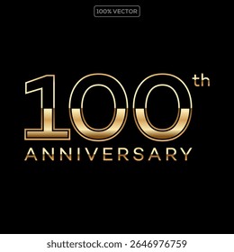 Luxury Gold 100th Anniversary Number Vector Emblem