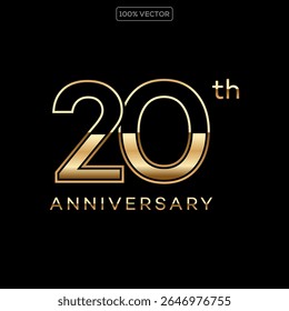 Luxury Gold 20th Anniversary Number Vector Emblem