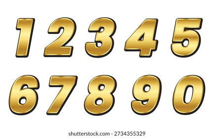 Luxury Gold 3D Numbers Set 0 9 Elegant Style