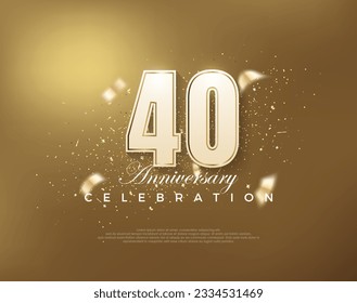 Luxury gold 40th anniversary celebration with white numbers on gold background. Premium vector for poster, banner, celebration greeting.