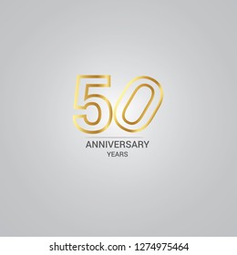 Luxury Gold 50 anniversary, minimalist logo years, 40th jubilee, greeting card. Birthday invitation. 50 year sign. Gold space vector illustration on white background - Vector