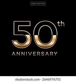 Luxury Gold 50th Anniversary Number Vector Emblem