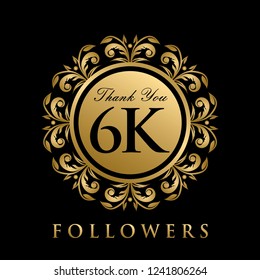Luxury Gold 6 K Thank You Followers Design Vector for Social Network and Social Media Followers