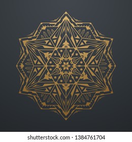 Luxury Gold Abstract Geometric Mandala Art Pattern. on black background. Vector illustration