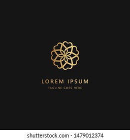 Luxury gold abstract mandala icon logo design template