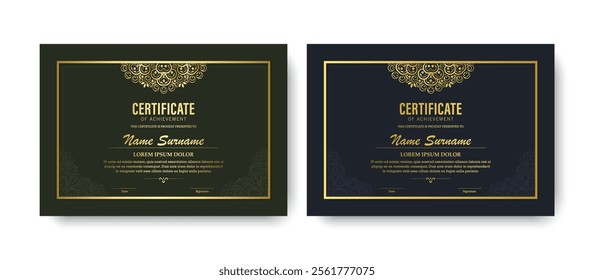 Luxury Gold achievement certificate best award diploma design