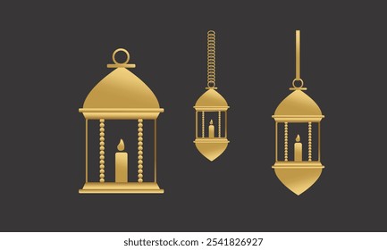 Luxury gold arabic lantern ornament islamic semicircular . Suitable for design element of Ramadan Kareem greeting template. Ramadan Kareem theme background template.