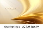 Luxury gold background with abstract wave lines and light effect, Premium golden curve pattern, vector illustration.