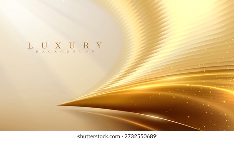 Luxury gold background with abstract wave lines and light effect, Premium golden curve pattern, vector illustration.
