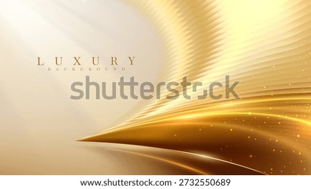 Luxury gold background with abstract wave lines and light effect, Premium golden curve pattern, vector illustration.