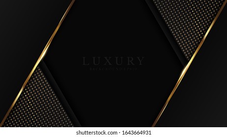 Luxury Gold Background with black metal texture in 3d abstract style. Illustration from vector about modern template design for strong feeling and technology and futurism.