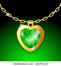 Luxury gold background with emerald heart
