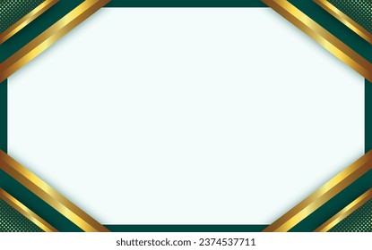 luxury gold background green frame with white empty space for text	