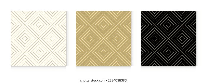 Luxury gold background pattern seamless geometric line square diagonal abstract design vector.