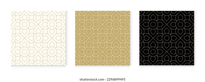 Luxury gold background pattern seamless geometric line floral circle abstract design vector.