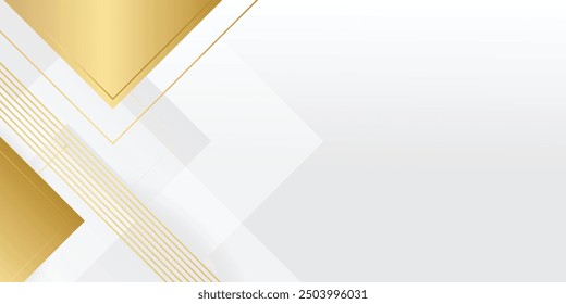 Luxury gold background for presentation design. Modern white background with golden lines and abstract arrows design. Vector illustration for corporate and much more