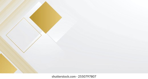 Luxury gold background for presentation design. Modern white background with golden lines and abstract arrows design. Vector illustration for corporate and much more